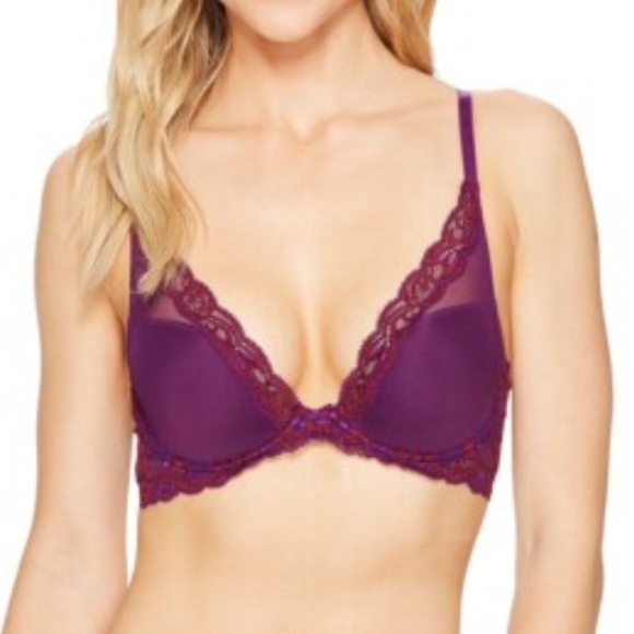 Natori Purple Wine Lace Triangle Bralette Intimates 30A NWT - Picture 1 of 8